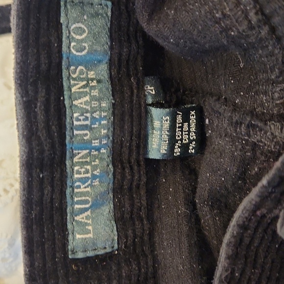 RALPH LAUREN JEANS CO SIZE 2 PETITE BLACK CORDUROY PANTS - Picture 6 of 12